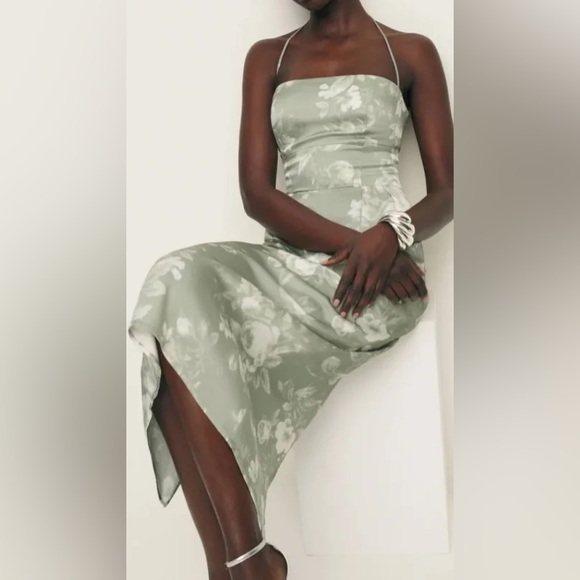 NEW Reformation Satin Midi Dress in Vendela Green|. I’m 5’4’’. Wore at home only - Picture 4 of 4